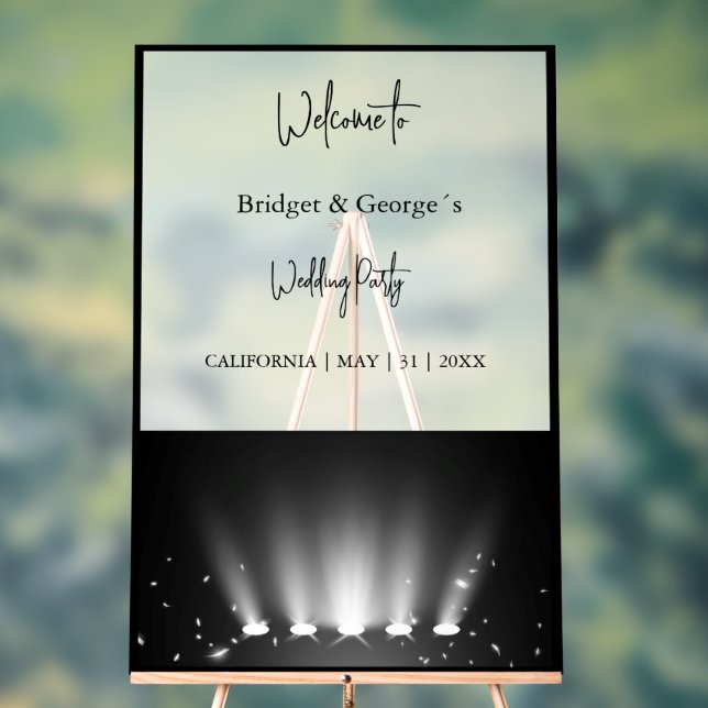 welcome wedding spotlight abstract black & frosted acrylic sign (Neutral)
