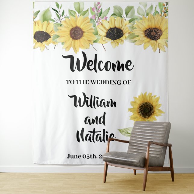 Welcome Wedding Sunflowers Tapestry (In Situ)