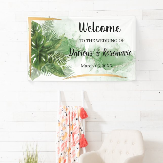 Welcome Wedding Tropical Palm Banner (Insitu)