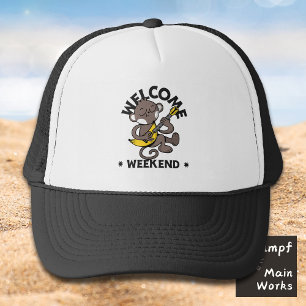 Welcome Weekend with Monkey and Guitar Trucker Hat