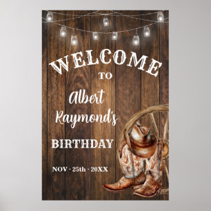Welcome Western Cowboy Boots Hat Birthday Poster