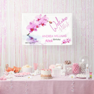 Welcome Wild Orchid Flower Blossoms 50th Birthday Banner