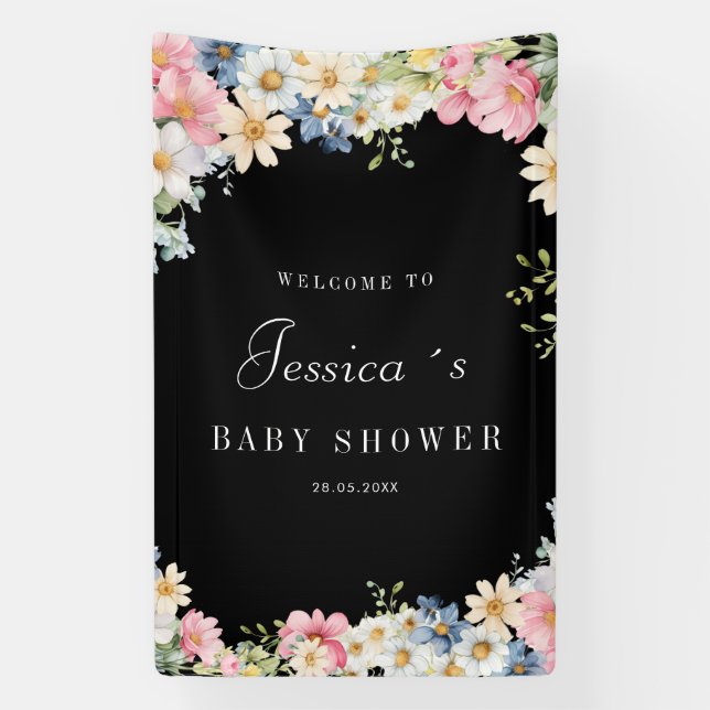 Welcome! Wildflower, Baby Shower Banner (Vertical)