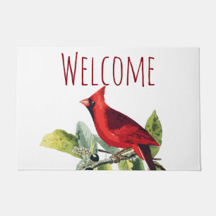 Welcome Winter Cardinal Doormat