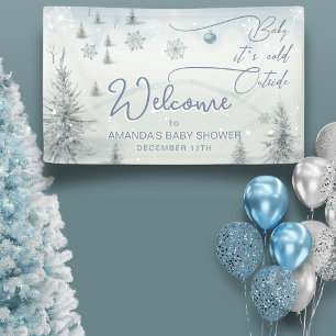 Welcome Winter Its Cold Outside Boy Baby Shower Banner