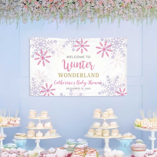 Welcome Winter Wonderland Baby Shower Snowflakes Banner (Creator Uploaded)