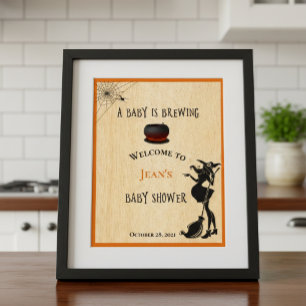 Welcome Witch Brewing Halloween Baby Shower Poster