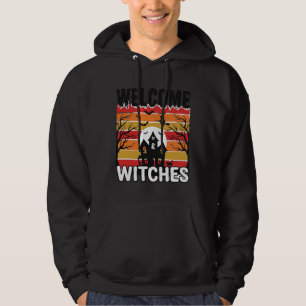 Welcome Witches Vintage Halloween Engraving Design Hoodie