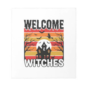 Welcome Witches Vintage Halloween Engraving Design Notepad