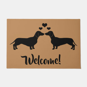 Welcome with Dachshunds and Hearts Doormat