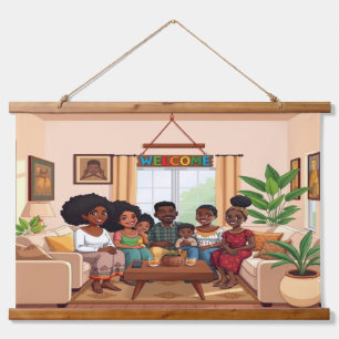 WELCOME Wood Topped Wall Tapestry