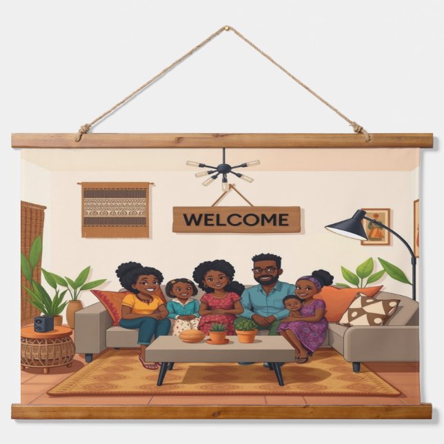 WELCOME Wood Topped Wall Tapestry (Front)