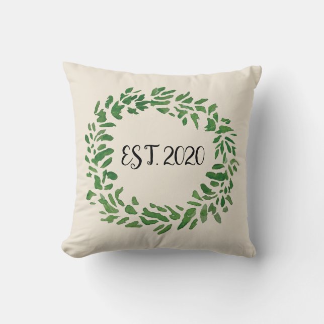 Welcome Wreath Established Throw Pillow (Front)
