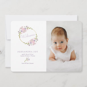 Welcome Wreath Photo Birth Announcement