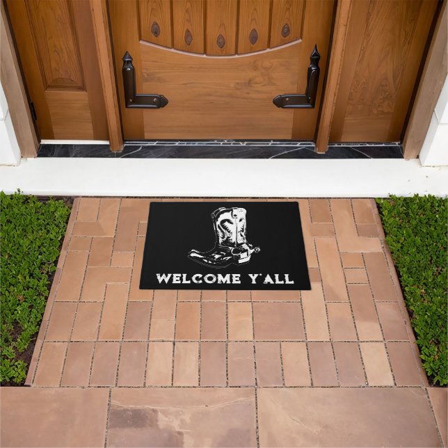Welcome Y'all cowboy boots Doormat (Outdoor)