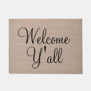 Welcome Y'all funny quote saying humour hipster Doormat