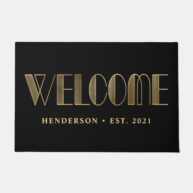 Welcome | Year Established Personalized Family Doormat (Front)