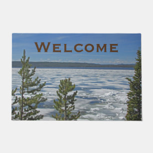 Welcome Yellowstone Icy Lake Photo National Park Doormat