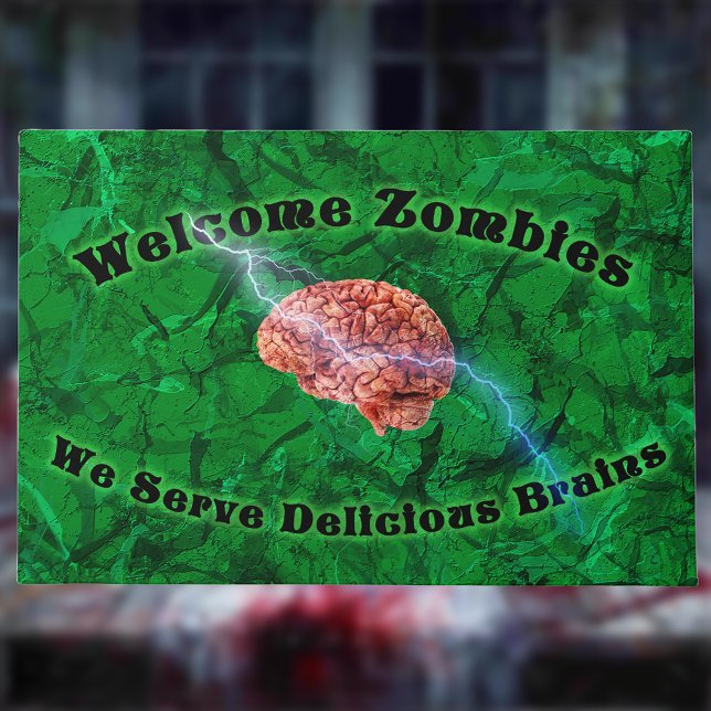 Welcome Zombies, We Serve Delicious Brains Doormat (Creator Uploaded)