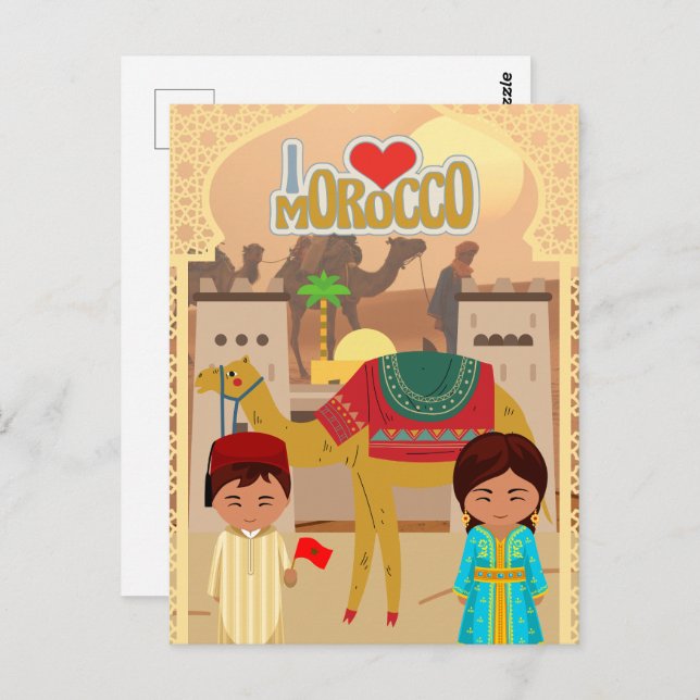 Welcoming Beautiful Moroccan Desert Scene Postcard (Front/Back)