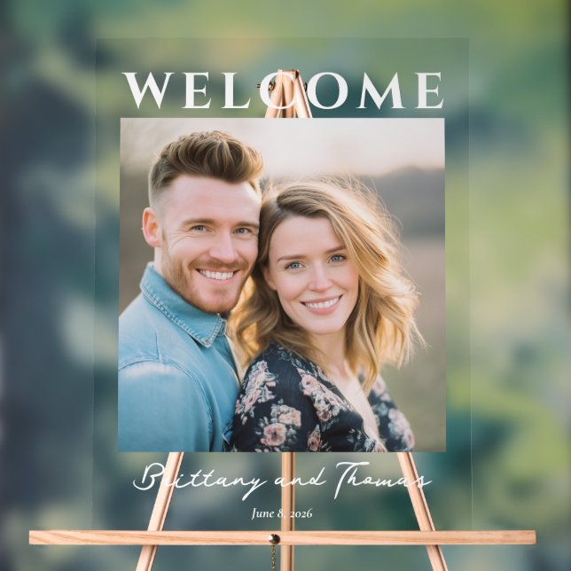 Welcoming Black Modern Portrait Acrylic Sign (Neutral)