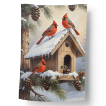 Welcoming Cardinals Birdhouse Yard Flag