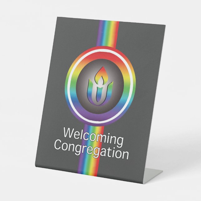Welcoming Congregation Unitarian Universalism Pedestal Sign (Front)
