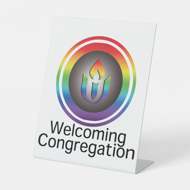 Welcoming Congregation Unitarian Universalism  Pedestal Sign (Front)