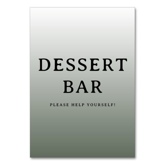 Welcoming Gray Minimalist Dessert Bar Sign Table Number (Front)