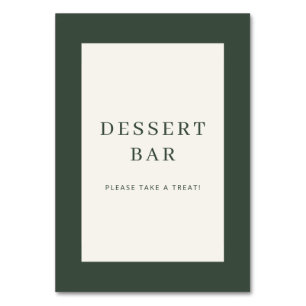 Welcoming Green Minimalist Dessert Bar Sign Table Number