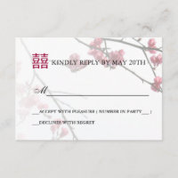 Welcoming Spring Double Happines/Wedding RSVP Card