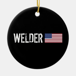 Welder - American Flag Ceramic Ornament