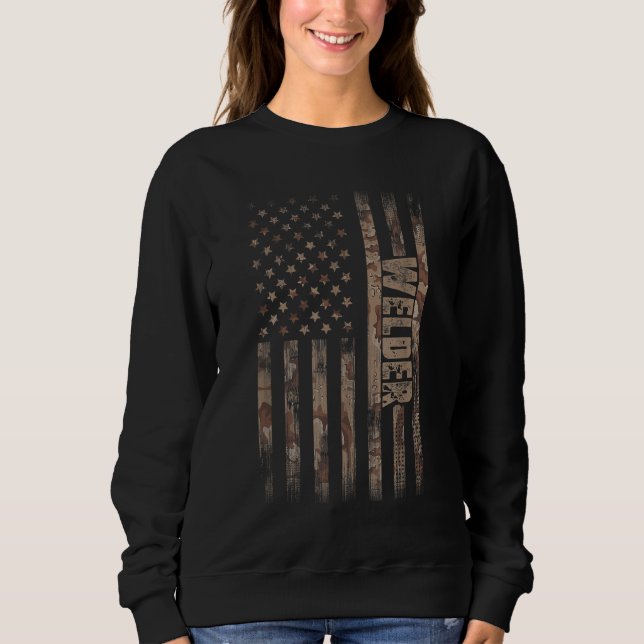 Welder American Flag Gift Welding Sweatshirt (Front)