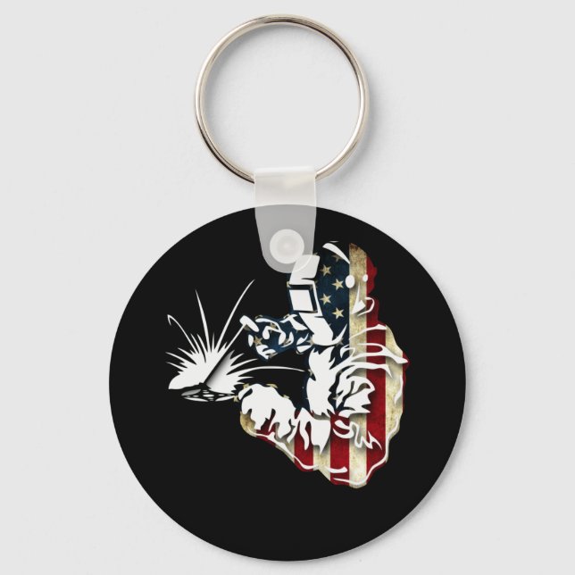 Welder American Flag USA Patriotic Welder Gift Key Ring (Front)