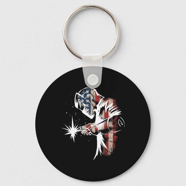 Welder American Flag Usa Patriotic Welder Gift  Key Ring (Front)