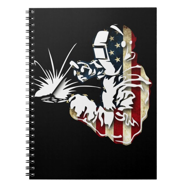 Welder American Flag USA Patriotic Welder Gift Notebook (Front)