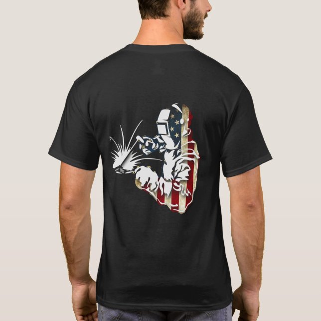 Welder American Flag USA Patriotic Welder Gift T-Shirt (Back)