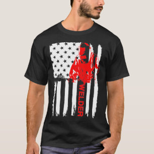 Welder American Flag USA T Pipeliner Welding Gift  T-Shirt