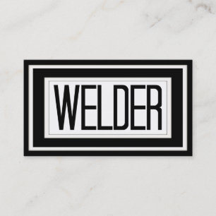 Welder Black and White Matted Frame Business Card