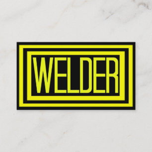 Welder Black and Yellow Matted Frame Business Card