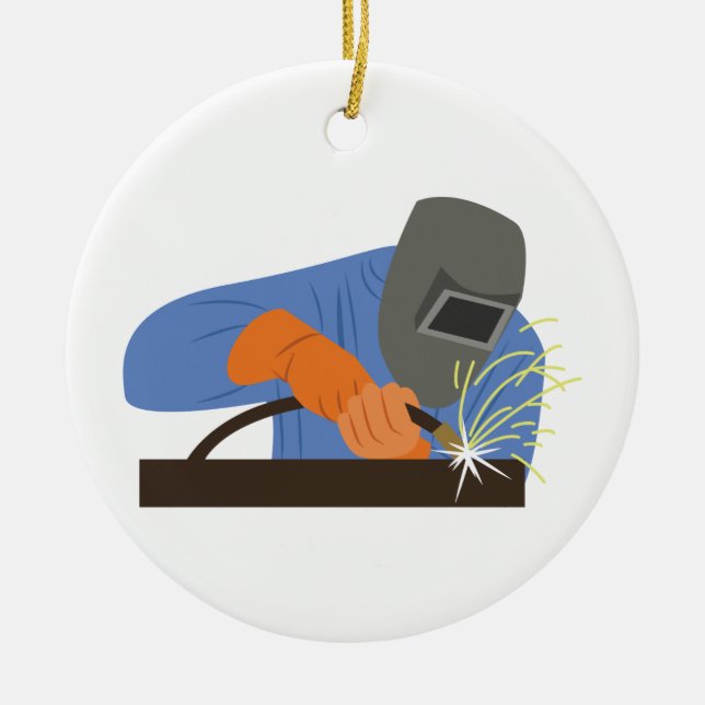 Welder Ceramic Ornament (Front)