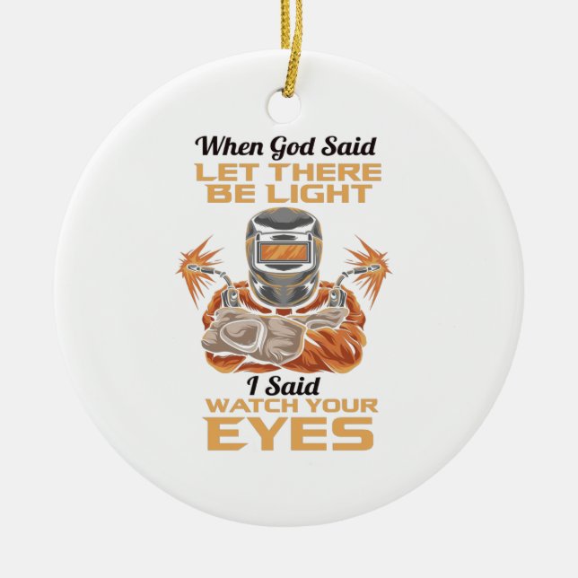 Welder Ceramic Ornament (Front)