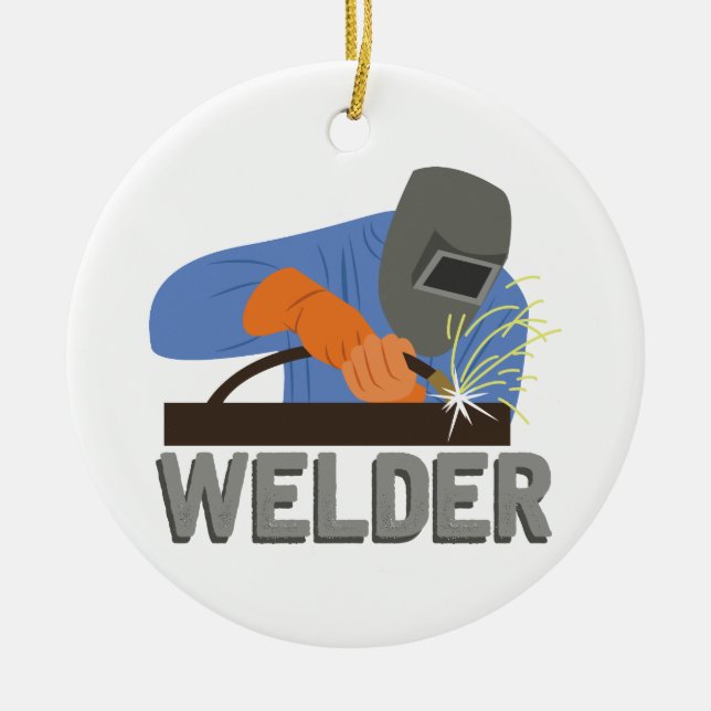 Welder Ceramic Ornament (Front)