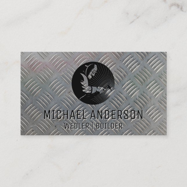 welder | construction | Metal Steel Plate Business Card (Front)