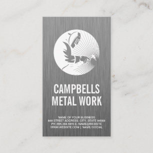 Welder Doing Metal Work   Metallic Texture Business Card