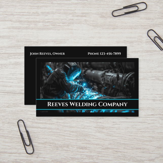 Welder Fabricator Contractor Service Business Card (Front/Back In Situ)