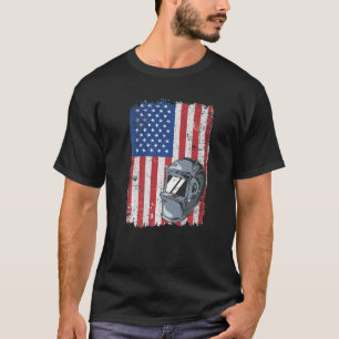 Welder Helmet Patriotic USA American Flag Vintage T-Shirt