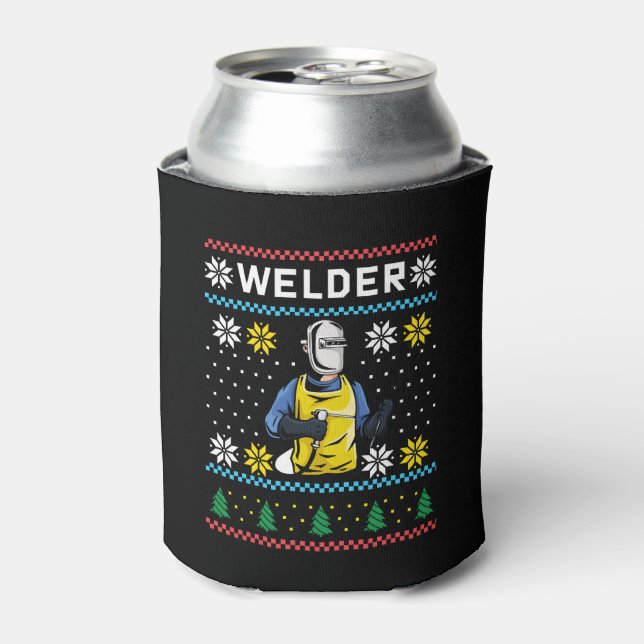 Welder Knit Ugly Christmas Sweater Gift Can Cooler (Can Front)