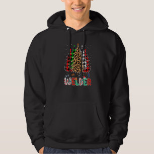 Welder Leopard Red White Green Plaid Christmas Tre Hoodie