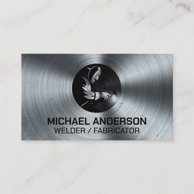 Welder Logo | Brushed Metal Business Card (Front)
